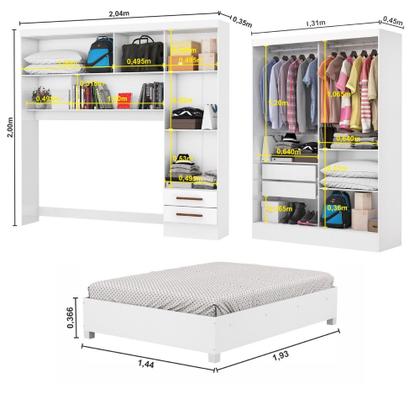 Imagem de Quarto Modulado Casal com Cama 7 Portas Belém Carioca Móveis