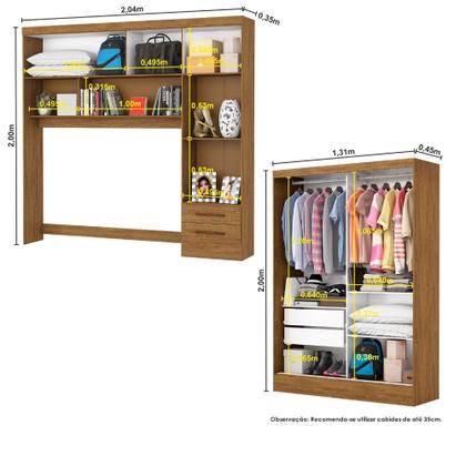 Imagem de Quarto Modulado Casal com Espelho 7 Portas Belém Carioca Móveis