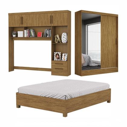 Imagem de Quarto Modulado Casal com Espelho e Cama 6 Portas Belém Plus Carioca Móveis