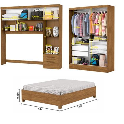 Imagem de Quarto Modulado Casal com Espelho e Cama 6 Portas Belém Plus Carioca Móveis