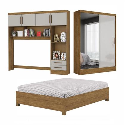 Imagem de Quarto Modulado Casal com Espelho e Cama 6 Portas Belém Plus Carioca Móveis