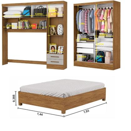 Imagem de Quarto Modulado Casal com Espelho e Cama 7 Portas Belém Carioca Móveis