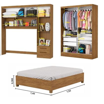 Imagem de Quarto Modulado Casal com Espelho e Cama 7 Portas Belém Plus Carioca Móveis
