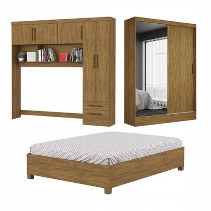 Imagem de Quarto Modulado Casal com Espelho e Cama 7 Portas Belém Plus Carioca Móveis