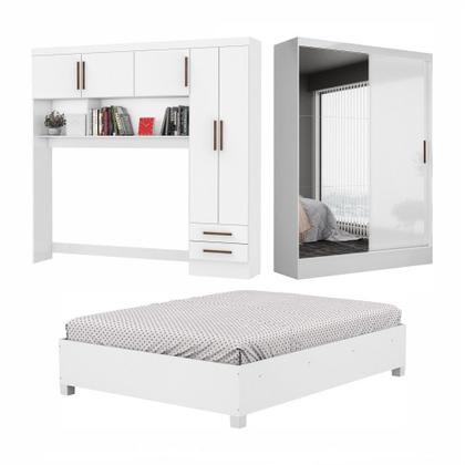 Imagem de Quarto Modulado Casal com Espelho e Cama 7 Portas Belém Plus Carioca Móveis