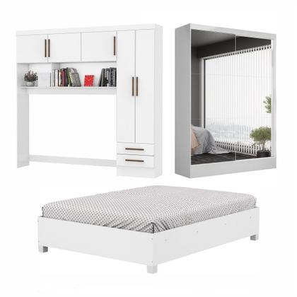 Imagem de Quarto Modulado Casal com Espelho e Cama 7 Portas Belém Premium Carioca Móveis