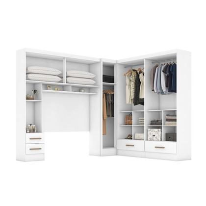 Imagem de Quarto Modulado Casal Completo 4 Peças 5 Portas 4 Gavetas com Maleiro e Espelhos Smart Plus