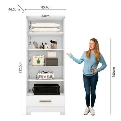 Imagem de Quarto Modulado Casal Completo 4 Peças 5 Portas 4 Gavetas com Maleiro e Espelhos Smart Plus