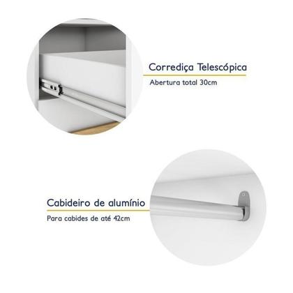 Imagem de Quarto Modulado Casal Completo 4 Peças 5 Portas 4 Gavetas com Maleiro e Espelhos Smart Plus