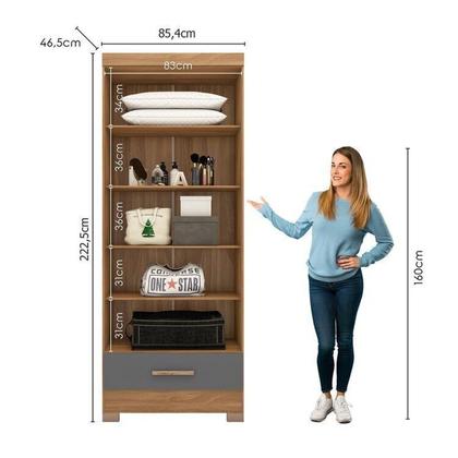 Imagem de Quarto Modulado Casal Completo 4 Peças 5 Portas 4 Gavetas com Maleiro e Espelhos Smart Plus