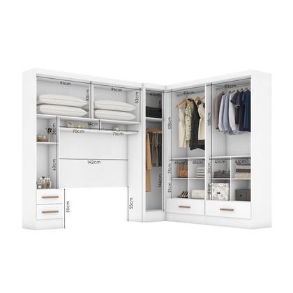 Imagem de Quarto Modulado Casal Completo 4 Peças 5 Portas 4 Gavetas com Maleiro Smart Plus