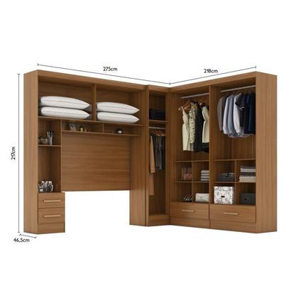 Imagem de Quarto Modulado Casal Completo 4 Peças 5 Portas 4 Gavetas com Maleiro Smart Plus