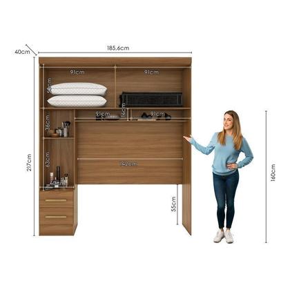 Imagem de Quarto Modulado Casal Completo 4 Peças 5 Portas 4 Gavetas com Maleiro Smart Plus