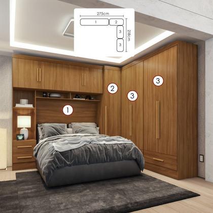 Imagem de Quarto Modulado Casal Completo 4 Peças 5 Portas 4 Gavetas com Maleiro Smart Plus