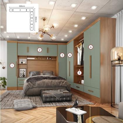 Imagem de Quarto Modulado Casal Completo 6 Peças 6 Portas 5 Gavetas com Maleiro Smart Plus Espresso Móveis