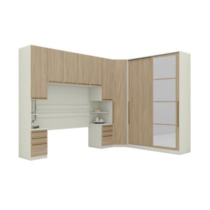Imagem de Quarto Modulado Casal Completo 9 Portas 6 Gavetas Canto Oblíquo Seletto