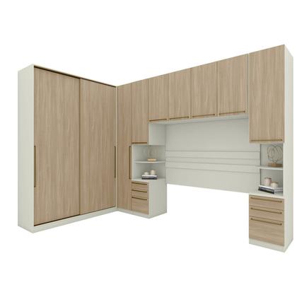 Imagem de Quarto Modulado Casal Completo 9 Portas 9 Gavetas Canto Reto Seletto