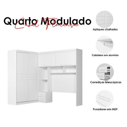 Imagem de Quarto Modulado Casal Florença Branco Brilho - Moval