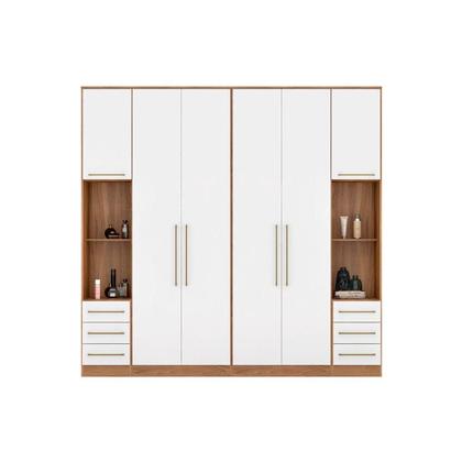 Imagem de Quarto Modulado Casal Irlanda 4 Peças (2 Armários + 2 Complementos) QCM165 Amendola/Branco - Demóbile
