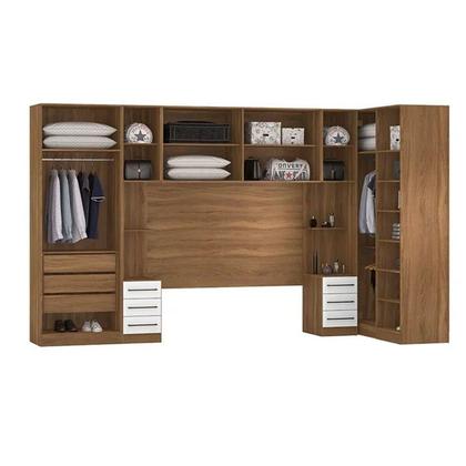 Imagem de Quarto Modulado Casal Irlanda 7 Peças (3 Armários + 1 Ponte Aérea + 3 Complementos) QCM158 Amendola/Branco - Demóbile