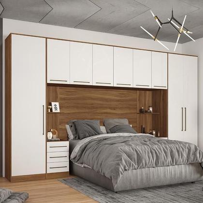 Imagem de Quarto Modulado Casal Irlanda Composição 8 Amêndola/Branco - Demartêz