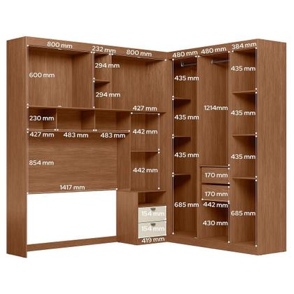 Imagem de Quarto Modulado Casal Lugano com Espelho - Santos Andirá