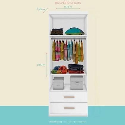 Imagem de Quarto Modulado Chiara com Guarda Roupa 2 Portas, Modulo Aereo, Cama com Auxiliar e Livreiro Branco - Phoenix Baby