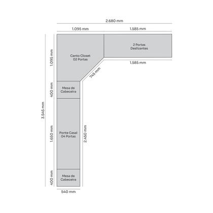 Imagem de Quarto Modulado Completo Casal 5 Peças 10 Portas 6 Gavetas Seletto