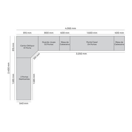 Imagem de Quarto Modulado Completo Casal 6 Peças 11 Portas 9 Gavetas Predileto