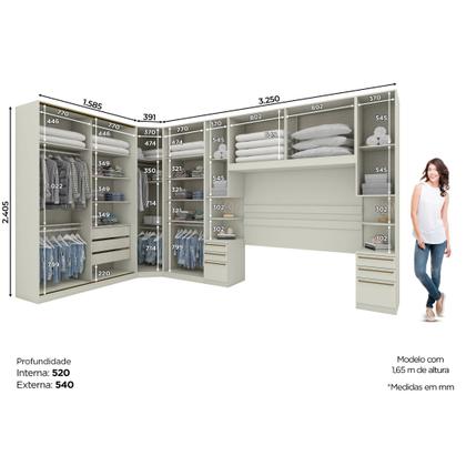 Imagem de Quarto Modulado Completo Casal 6 Peças 11 Portas 9 Gavetas Predileto