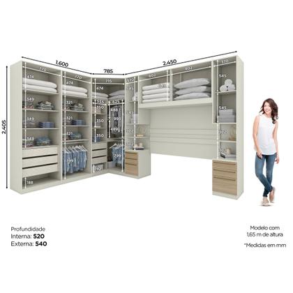 Imagem de Quarto Modulado Completo Casal 6 Peças 12 Portas 12 Gavetas Predileto Marrom/Areia HP/Jequitiba