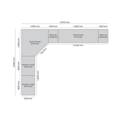 Imagem de Quarto Modulado Completo Casal 6 Peças 12 Portas 12 Gavetas Seletto