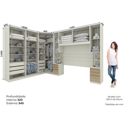 Imagem de Quarto Modulado Completo Casal 6 Peças 12 Portas 12 Gavetas Seletto