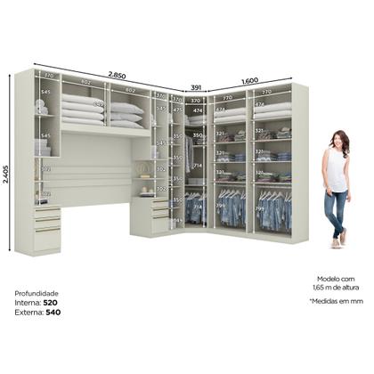 Imagem de Quarto Modulado Completo Casal 7 Peças 12 Portas 9 Gavetas Predileto