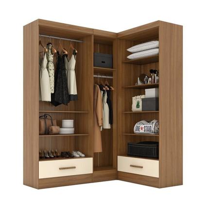 Imagem de Quarto Modulado de Canto 3 Peças 5 Portas 2 Gavetas com Espelho Smart Plus