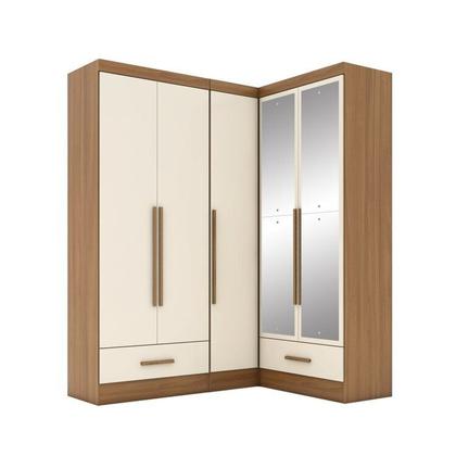 Imagem de Quarto Modulado de Canto 3 Peças 5 Portas 2 Gavetas com Espelho Smart Plus