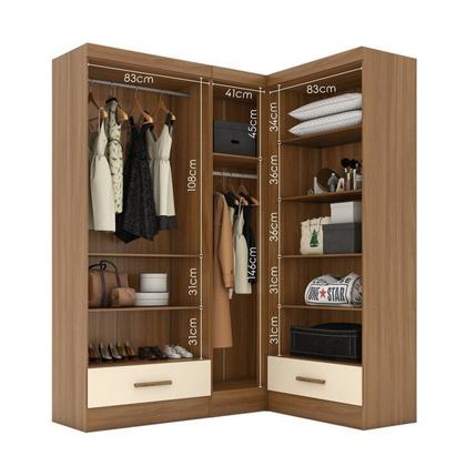 Imagem de Quarto Modulado de Canto 3 Peças 5 Portas 2 Gavetas com Espelho Smart Plus