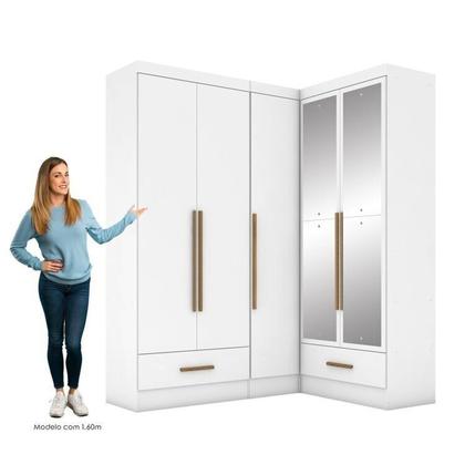 Imagem de Quarto Modulado De Canto 3 Peças 5 Portas 2 Gavetas com Espelhos Smart Plus