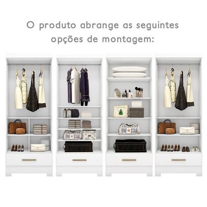 Imagem de Quarto Modulado De Canto 3 Peças 5 Portas 2 Gavetas com Espelhos Smart Plus