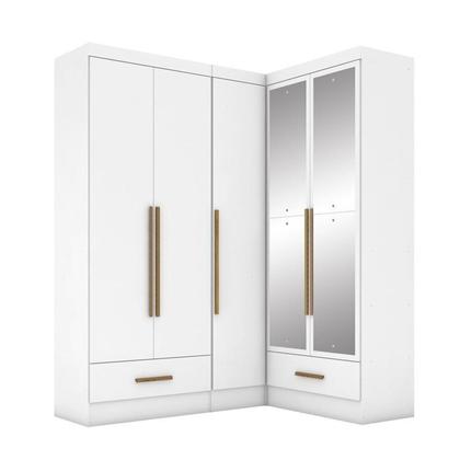 Imagem de Quarto Modulado De Canto 3 Peças 5 Portas 2 Gavetas com Espelhos Smart Plus