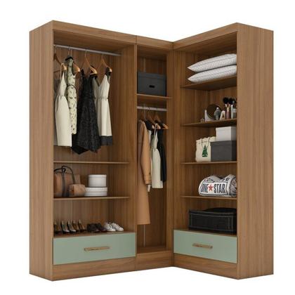 Imagem de Quarto Modulado de Canto 3 Peças 5 Portas 2 Gavetas Smart Plus Espresso Móveis