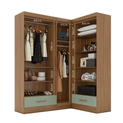 Imagem de Quarto Modulado de Canto 3 Peças 5 Portas 2 Gavetas Smart Plus Espresso Móveis