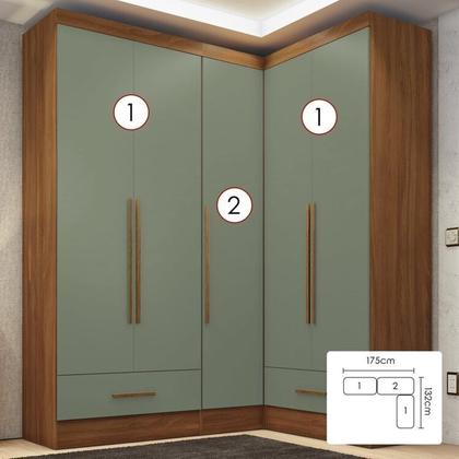 Imagem de Quarto Modulado de Canto 3 Peças 5 Portas 2 Gavetas Smart Plus Espresso Móveis