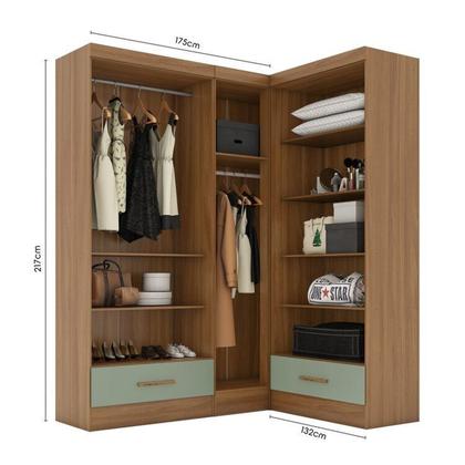 Imagem de Quarto Modulado de Canto 3 Peças 5 Portas 2 Gavetas Smart Plus Espresso Móveis