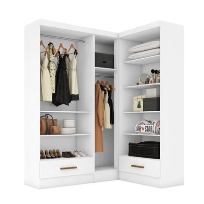 Imagem de Quarto Modulado de Canto 3 Peças 5 Portas 2 Gavetas Smart Plus