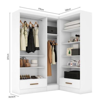 Imagem de Quarto Modulado de Canto 3 Peças 5 Portas 2 Gavetas Smart Plus