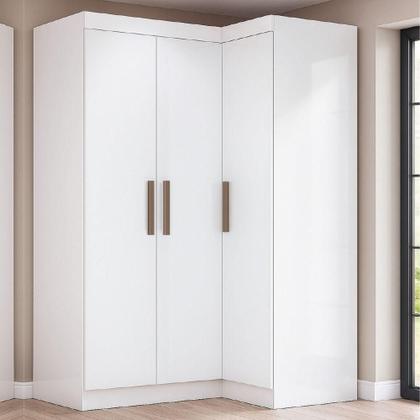 Imagem de Quarto Modulado De Canto Madrid Com 3 Portas Maxel Branco