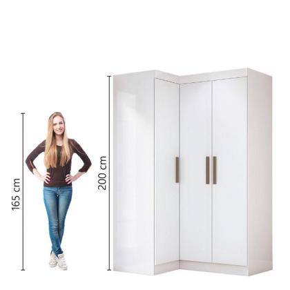 Imagem de Quarto Modulado De Canto Madrid Com 3 Portas Maxel Branco