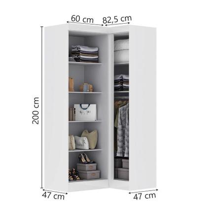 Imagem de Quarto Modulado De Canto Madrid Com 3 Portas Maxel Branco