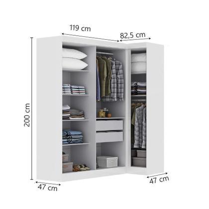 Imagem de Quarto Modulado De Canto Madrid Com 5 Portas E 2 Gavetas Maxel